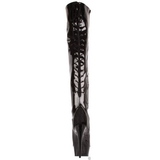 Zwart Gelakt 15,5 cm DELIGHT-3017 Plateau Overknee Laarzen
