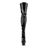 Zwart Gelakt 15,5 cm DELIGHT-3063 Plateau Overknee Laarzen