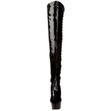 Zwart Gelakt 15 cm DELIGHT-3050 overknee laarzen met plateauzool
