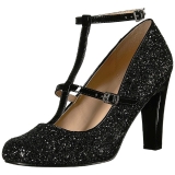 Zwart Glitter 10 cm QUEEN-01 grote maten pumps schoenen