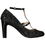 Zwart Glitter 10 cm QUEEN-01 grote maten pumps schoenen