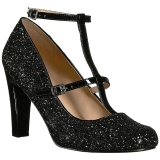 Zwart Glitter 10 cm QUEEN-01 grote maten pumps schoenen