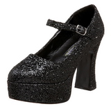 Zwart Glitter 11 cm MARYJANE-50G Plateau Pumps Mary Jane