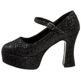 Zwart Glitter 11 cm MARYJANE-50G Plateau Pumps Mary Jane