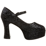 Zwart Glitter 11 cm MARYJANE-50G Plateau Pumps Mary Jane