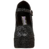 Zwart Glitter 11 cm MARYJANE-50G Plateau Pumps Mary Jane