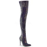 Zwart Glitter 13 cm COURTLY-3015 Pleaser Overknee Laarzen