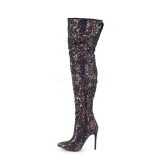 Zwart Glitter 13 cm COURTLY-3015 Pleaser Overknee Laarzen