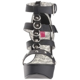 Zwart Kunstleer 14,5 cm Burlesque TEEZE-42W mannen high heels voor brede voeten