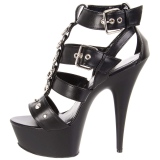 Zwart Kunstleer 15 cm DELIGHT-658 pleaser schoenen met hoge hakken