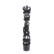 Zwart Kunstleer 18 cm ADORE-700-48 hoge hakken met enkelband