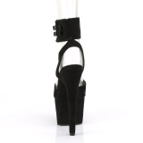 Zwart Kunstleer 18 cm ADORE-791FS pleaser hoge hakken met brede enkelband