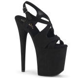 Zwart Kunstleer 20 cm FLAMINGO-831FS sandalen met naaldhak