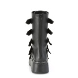 Zwart Kunstleer 5 cm EMILY-330 plateau laarzen dames met gespen