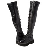 Zwart Kunstleer 5 cm EMILY-375 overknee laarzen met veters
