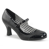 Zwart Kunstleer 7,5 cm JENNA-06 grote maten pumps schoenen