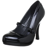 Zwart Lak 12 cm retro vintage CUTIEPIE-02 mary jane pumps met verborgen plateauzool