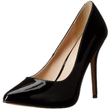 Zwart Lak 13 cm AMUSE-20 Hoge Hakken Pumps voor Heren