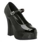 Zwart Lak 13 cm DOLLY-50 Mary Jane Plateaupumps