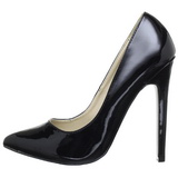 Zwart Lak 13 cm SEXY-20 naaldhak pumps met puntneus