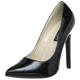 Zwart Lak 13 cm SEXY-20 naaldhak pumps met puntneus