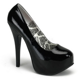 Zwart Lak 14,5 cm Burlesque BORDELLO TEEZE-06 Plateau Pumps Hoge Hak