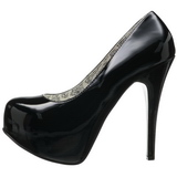 Zwart Lak 14,5 cm Burlesque BORDELLO TEEZE-06 Plateau Pumps Hoge Hak