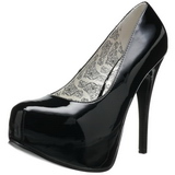 Zwart Lak 14,5 cm Burlesque BORDELLO TEEZE-06 Plateau Pumps Hoge Hak