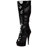 Zwart Lak 15 cm DELIGHT-600-49 gladiator laars dames met hoge hakken