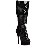 Zwart Lak 15 cm DELIGHT-600-49 gladiator laars dames met hoge hakken