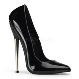 Zwart Lak 16 cm DAGGER-01 Dames Pumps met Stiletto Hak