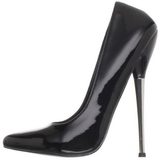 Zwart Lak 16 cm DAGGER-01 Dames Pumps met Stiletto Hak