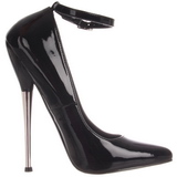 Zwart Lak 16 cm DAGGER-12 Dames Pumps met Stiletto Hak