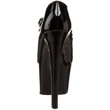 Zwart Lak 18 cm Pleaser SKY-387 Plateau Pumps Hoge Hak