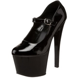 Zwart Lak 18 cm Pleaser SKY-387 Plateau Pumps Hoge Hak