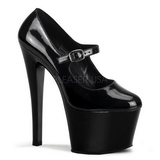 Zwart Lak 18 cm Pleaser SKY-387 Plateau Pumps Hoge Hak