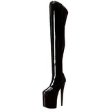 Zwart Lak 20 cm PLEASER FLAMINGO-3000 Plateau Cuissardes Laarzen