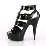 Zwart Lakleer 15 cm DELIGHT-658 pleaser schoenen met hoge hakken