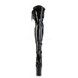 Zwart Lakleer 20 cm FLAMINGO-3050 overknee laarzen met hoge hakken