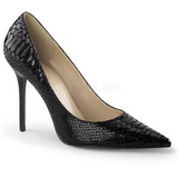 Zwart Leder 10 cm CLASSIQUE-20SP Pumps Schoenen met Naaldhakken