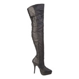 Zwart Leder 13,5 cm INDULGE-3011 Overknee Laarzen voor Heren