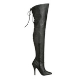 Zwart Leder 13 cm LEGEND-8899 overknee laarzen met hakken