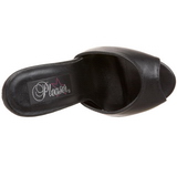 Zwart Leder 15 cm DOMINA-101 Hoge Dames Slippers