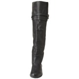 Zwart Leder 4 cm MAVERICK-2045 Overknee Laarzen voor Heren