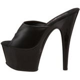 Zwart Leer 18 cm ADORE-701 Plateau Hoge Mules