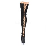 Zwart Lycra 15 cm DELIGHT-3003 Over de Knielaarzen Hoge Hak