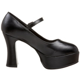 Zwart Mat 11 cm MARYJANE-50 Mary Jane Plateau Pumps Hoge Hak