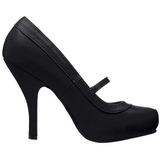 Zwart Mat 12 cm retro vintage CUTIEPIE-02 mary jane pumps met verborgen plateauzool