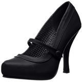 Zwart Mat 12 cm retro vintage CUTIEPIE-02 mary jane pumps met verborgen plateauzool