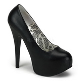 Zwart Mat 14,5 cm Burlesque BORDELLO TEEZE-06 Plateau Pumps Hoge Hak